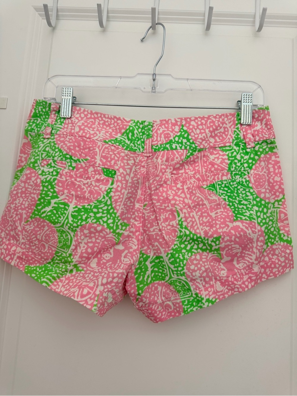 Lilly Pulitzer Pink & Lime Floral Print Cotton Blend Walsh Shorts - Picture 3 of 5